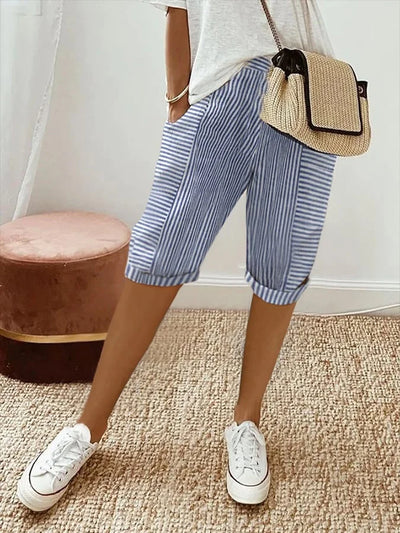 Vellamia's™ Striped Cotton Shorts