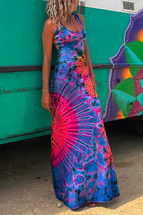 Aaliyah™ Maxi Dress with Tie-Dye Print