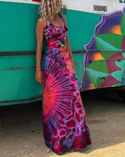 Aaliyah™ Maxi Dress with Tie-Dye Print