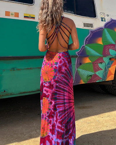 Aaliyah™ Maxi Dress with Tie-Dye Print