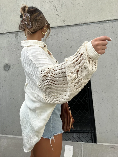 Linette™ Boho Crochet Sleeve Shacket